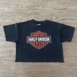 Vintage Harley-Davidson Black and Orange Crop Top